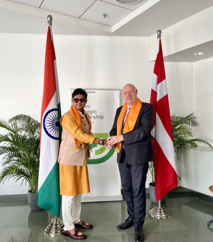 Founder Chairman of WFPS, Mr. Sandy Shah, with Advisory Board Member (WFPS) Fmr. Ambassador of Denmark H.E Freddy Svane promoting the Green Strategic Partnership between India & Denmark at New Delhi, India.