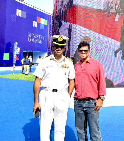Founder Chairman of WFPS, Mr. Sandy Shah at Amerigo Vespucci, Villaggio Italia, tour mondiale 2023-2025... Indian & Italian Navy in Mumbai, India.