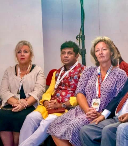 Founder Chairman of WFPS, Mr. Sandy Shah, as a special guest at the international “Delphic Culture Summit”, promoting India’s rich cultural heritage to the world with Ms. Theresa Blegvad, former Member of Parliament of Denmark, and Ms. Roberta Williams, CWM, IDC, in Kolkata, India.