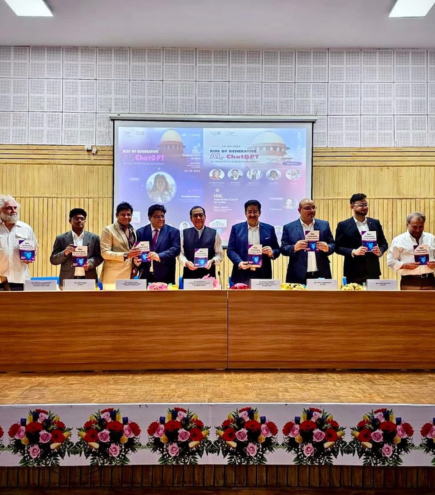Founder Chairman of WFPS, Mr. Sandy Shah as a Special Guest with Mr Utpal Chakraborty, Advisory Board Member WFPS, Gartner Ambassador, Dr Gulshan Rai, fmr National Cybersecurity Co-ordinator, Prime Ministers Office (PMO), Dr Sandeep Marwah,Chairman of Media & Ent Cmte, Ministry of Consumer Affairs, at the book launch ‘Rise of Generative AI, Chat GPT at ISIL, Aegis Supreme Court of India in New Delhi, India.